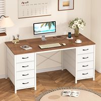 Bureau d'ordinateur marron avec tiroirs pour bureau à domicile, chambre, salon, travail, étude et jeux