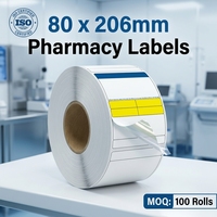 Étiquettes autocollantes pour imprimante de reçus de pharmacie, résistantes à l'eau, impression thermique directe, design personnalisé, rectangulaires 80 x 206 mm