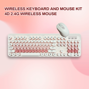 104 Phím Kích Thước Đầy Đủ Có Thể Sạc Lại 2.4G Không Dây Gradient Màu Hồng PC Bàn Phím Không Dây Và Chuột Combo Với Vòng Keycap Phím Số - Product Image 2