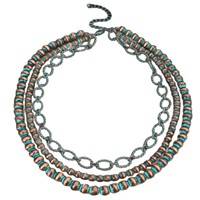 Colliers pendentifs géométriques en plastique perlé style vintage occidental pour femmes, chaînes bohèmes multicouches décontractées, bijoux de mode