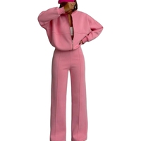 Cardigan américain d'automne et d'hiver Sports Casual Women's Fashion Street Style Long Sleeve Jacket Long Pants Set