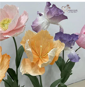 H-129 flores cor rosa tamanho grande artificial gigante seda peônia papoula papel anêmona para exibição de janela decoração de casamento em casa - Product Image 3