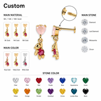 Perhiasan Tubuh Grosir ZUOLA Perhiasan Halus Tindik Tulang Rawan Telinga ASTM F136 Titanium Zirkon Buah Labret Cincin Hidung Emas Unisex