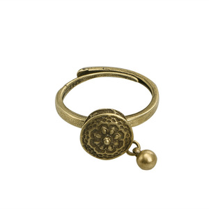 Anillo de latón estilo chino con campana de <span class=keywords><strong>loto</strong></span>, mantra de seis palabras, <span class=keywords><strong>Sutra</strong></span> <span class=keywords><strong>del</strong></span> Corazón retro, para calmar la mente, para mujeres y hombres, estilo étnico envejecido - Product Image 5