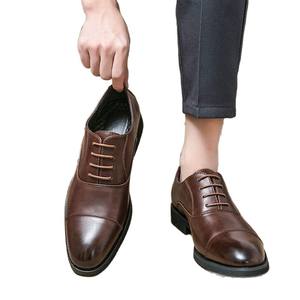 Chaussures Oxford pour hommes, trois pièces, faites à la main, toutes saisons, bout pointu, chaussures de bureau formelles, respirantes, en cuir, chaussures de marié, chaussures de mariage - Product Image 5