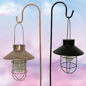 <b>Solar</b> Garden <b>Lanterns</b> Metal Outdoor <b>Hanging</b> Lights LED <b>Solar</b> Powered Decorative Yard Lamp Free Standing 2-Pack - Product Image 1