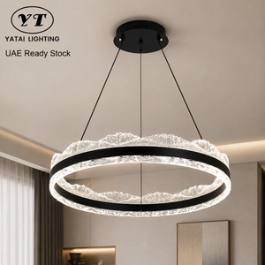 Lustre moderne en fer à anneaux, tricolore, à intensité variable, télécommande, LED d'intérieur pour salle à manger, salon, décoration intérieure - Product Image 1
