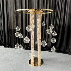 LANJO Professional Luxury Gold Metal Flower <b>Stand</b> 80cm Tall Wedding <b>Crystal</b> Centerpiece with Clear Acrylic Ball Model JY-T8089 - Product Image 2