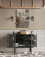 Lavabo flottant de style moderne Lavabo de salle de bain en PVC avec miroir LED étanche Vente directe Fabricant Hôtels