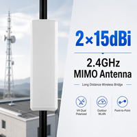 Antena de Panel Direccional MIMO de 2.4GHz 2x15dBi para Exteriores, Antena de Puente Inalámbrico WLAN