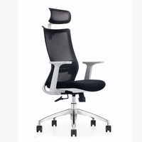 Chaise de bureau exécutive moderne et abordable avec support lombaire, appui-tête, design ergonomique, hauteur réglable, en tissu maillé, pivotante