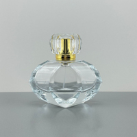 Flacon de parfum de luxe en forme de cœur en gros, 75 ml, flacon de parfum en verre transparent à facettes de diamant