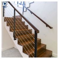 Kit de garde-corps pour escalier extérieur Prima Professional avec poteaux thermolaqués noirs et câbles en acier inoxydable 316 pour balcon