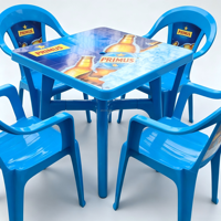 Ensemble de table et chaises en plastique imprimé pour l'extérieur, idéal pour la publicité de restaurants, les festivals de bière et les salons professionnels – Personnalisable avec votre marque