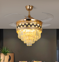 Ventilateur de plafond en cristal avec lumière, ventilateur silencieux à télécommande pour salon, lumière moderne pour chambre à coucher