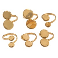 Verstellbare Edelstahl-Doppelringfassungen, blanko, für Cabochons, zur Schmuckherstellung, DIY, für Fingerringe