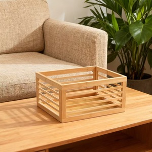 Panier de rangement en bois Dongfan 30x22.8x15cm rectangulaire pour l'organisation de la cuisine, de la salle de bain et du salon - Product Image 1