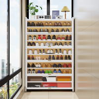 Armoire à chaussures en acier laminé à froid avec porte rabattable, meuble de rangement pour salon, anti-poussière, grande capacité, rangement multi-niveaux