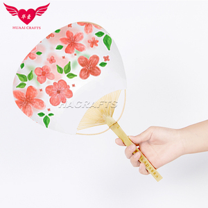 Runder Hand ventilator mit manuellem Bambusgriff-Hand ventilator für die Hochzeit - Product Image 2