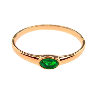 Pvd Gold Plated 316L Stainless Steel Fine <b>Bangle</b> with Green Gemstone Minimalist Bezel <b>Set</b> Sustainable Resistant Jewelry - Product Image 2