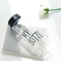 Design personnalisé gratuit clair mignon enfants verre ma bouteille 500ml bouteille de marque avec couvercle
