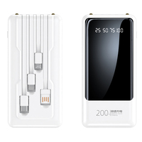 Batterie Externe Portable 10000 mAh en Gros, Petite Station d'Alimentation Haute Capacité 1A avec Câbles Intégrés pour Smartphone, Puissance de Sortie 10W