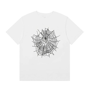 T-shirt da uomo di alta qualità con ricamo a ragnatela, in cotone pesante 300GSM, con grafica sul petto, stile streetwear, vestibilità ampia, design di tendenza - Product Image 3