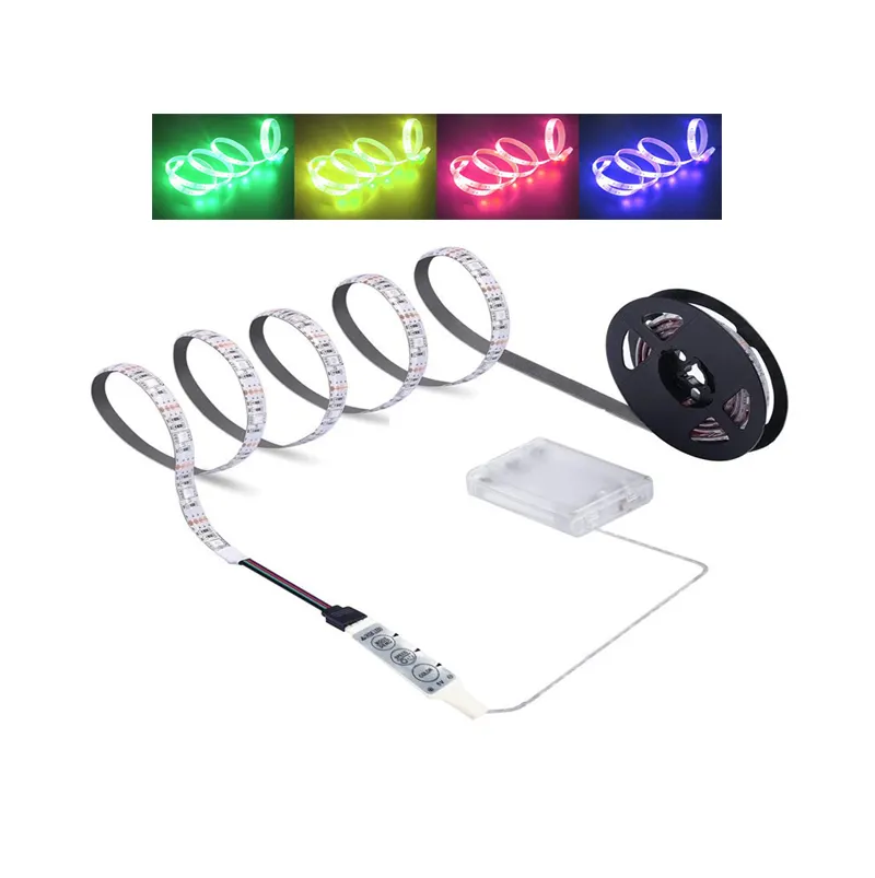 IP65 Waterproof Flexible Color Changing RGB SMD 5050 30 LEDs DC 5V Battery-powered LED Strip Light with Mini 3 key Controller