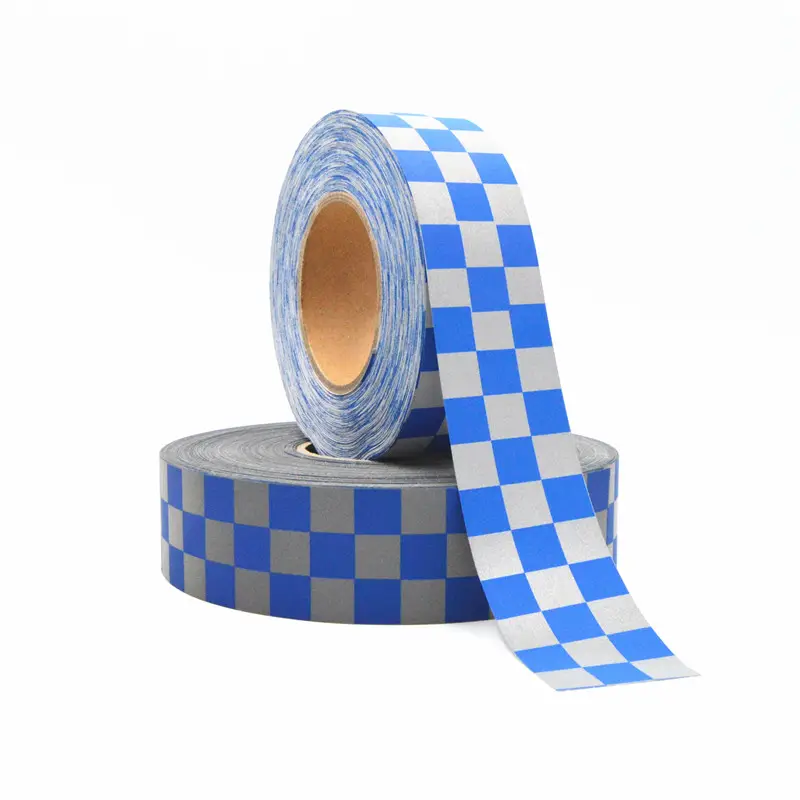 Checkered Blue Reflective Sewing Tape Grey Reflectors Tc Tape Custom Patterns