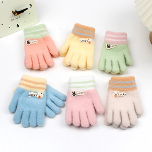 Bellissimi <span class=keywords><strong>Guanti</strong></span> Senza Dita per Bambini con Decorazione a Coniglio, in <span class=keywords><strong>Lana</strong></span> Acrilica Lavorata a Maglia, <span class=keywords><strong>Guanti</strong></span> Invernali Elastici Magici - Product Image 1