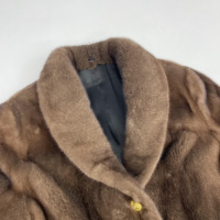 Manteau en fourrure de vison brun naturel de qualité supérieure, style col, longueur taille, pour femmes