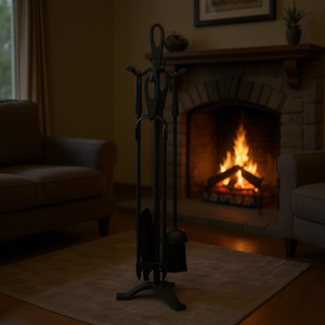 Juego de Herramientas para Chimenea de 5 Piezas, Acero con Recubrimiento en Polvo, Estilo Clásico para Chimeneas de Leña, Decoración del Hogar - Product Image 2