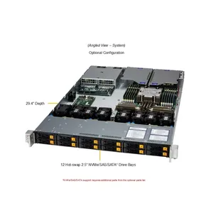 Servidor Barebone AS-1116CS-TN 1U de un solo socket DDR5 ECC NVMe con intercambio en caliente para computación en la nube, alojamiento web y centro de datos - Product Image 3