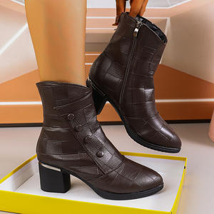 Botas ajustadas <span class=keywords><strong>de</strong></span> cuero suave Botas cortas Moda <span class=keywords><strong>de</strong></span> Otoño e <span class=keywords><strong>Invierno</strong></span> para <span class=keywords><strong>mujer</strong></span> Botas cortas <span class=keywords><strong>de</strong></span> suela blanda - Product Image 5