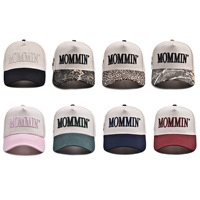 Gorra Trucker Mommin para Mujer, Bordada con la Palabra Mamá, Ajustable, de Tela No Tejida, Estilo Vintage de Dos Tonos para Uso Casual