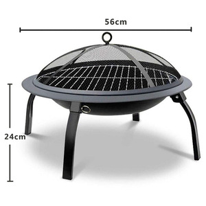 Fire Pit Barbecue 56cm Diameter With <b>Grill</b> <b>Mesh</b> Lid Outdoor Wood Burning Heater Folding Legs - Product Image 1