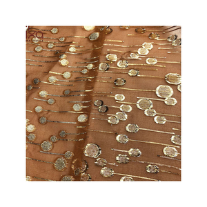 <span class=keywords><strong>Tissu</strong></span> mousseline de soie bio or à <span class=keywords><strong>pois</strong></span> Lurex Jacquard pour filles en stock - Product Image 1