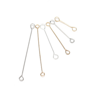 Aiguille en forme de 9 à double extrémité, en acier plaqué argent et or, pour la fabrication de boucles d'oreilles, connecteurs de forme ovale - Product Image 4