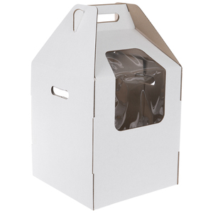 Wholesale Cheap 14 Inch Tiered Cake Paper Carrier Box Plain White Tall Cake Box with Clear Window