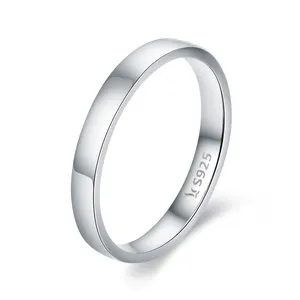 Cincin perak murni 925 tanpa batu, perhiasan wanita gelang polos, cincin minimalis cantik