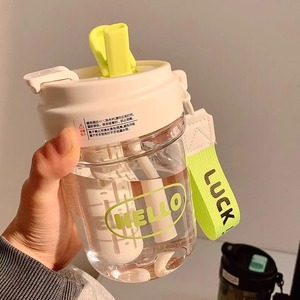 Hello Luck Reusable Plastic Water Bottle With Straw Large Capacity For Travel And Daily Use - Product Image 1