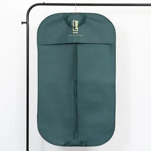 Custom Logo Luxury Brand Dress Cloth Dust Cover Suit Storage Button Zipper Garment Bags With Handles