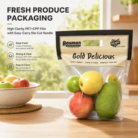 Sacs refermables à fermeture éclair en PET et CPP de qualité alimentaire, imprimés par gravure personnalisée, pour l'emballage de légumes et de fruits, vente en gros