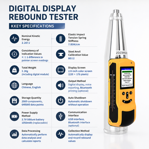 Martillo Digital Integrado <span class=keywords><strong>Schmidt</strong></span> para Pruebas No Destructivas (NDT) de Hormigón, Medidor de Resistencia a la Compresión con Pantalla LCD - Product Image 6
