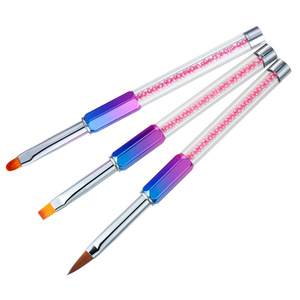 Pennello Professionale Qianya per Nail Art con Logo Personalizzato, Manico Sfumato Colorato in Nylon e Perla <span class=keywords><strong>Rosa</strong></span> - Product Image 6
