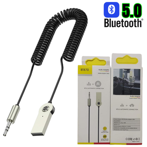 Adaptador auxiliar <span class=keywords><strong>Bluetooth</strong></span> 5,0, Kits de receptor <span class=keywords><strong>Bluetooth</strong></span> inalámbrico para coche, de 3,5mm a conector <span class=keywords><strong>USB</strong></span>, micrófono de música, altavoz con Cable de Audio de resorte manos libres - Product Image 2