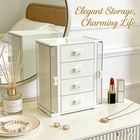 Vente en gros de commodes personnalisées à deux ou quatre niveaux avec tiroirs en PET, organisateurs de rangement pour bijoux et maquillage