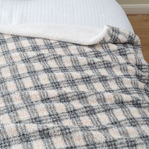 <span class=keywords><strong>Plaid</strong></span> réversible en <span class=keywords><strong>sherpa</strong></span> bouclé à carreaux Buffalo gris <span class=keywords><strong>beige</strong></span>, double face, chaud et douillet, en polaire Teddy - Product Image 5