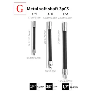Adaptor Soket Universal <span class=keywords><strong>Joint</strong></span> Extension Bar Logam Fleksibel Shaft <span class=keywords><strong>1</strong></span>/4 <span class=keywords><strong>3</strong></span>/8 <span class=keywords><strong>1</strong></span>/<span class=keywords><strong>2</strong></span> Drive Bor Impact Driver Alat Mekanik - Product Image 6