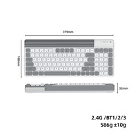 Nuevo Diseño, Teclado Inalámbrico de Oficina y Negocios de Modo Dual Recargable, 98 Teclas, 2.4G, BT1, BT2, BT3, con Ranura para Tarjeta, para PC y Portátil
